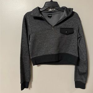 Mono B Dark Grey Cropped Workout Sweatshirt